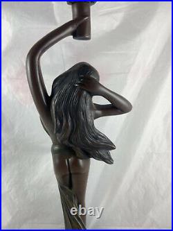 Rare Art Deco Modernistic Nude Lady Lamp with Shade And Accessories Estate Find