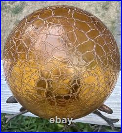 Rare Art Deco Vintage Verona Mermaid Lamp Round Yellow Glass Globe Cast Iron