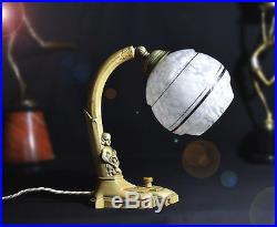 Rare Austrian Art Deco Lamp Cherub and Cornucopia Twist Switch & Gimbal Function
