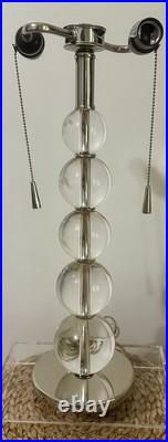Rare Crystal Art Deco Glass Ball Stacking Sphere Table Lamp by Syrie Maugham Vtg