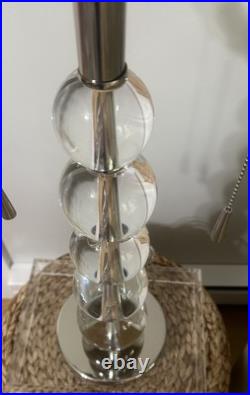 Rare Crystal Art Deco Glass Ball Stacking Sphere Table Lamp by Syrie Maugham Vtg