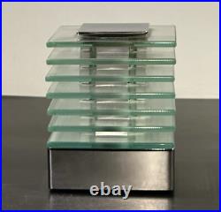 Rare Desny French Art Deco Lamp Demeter Modernist Chrome & Glass Table Light