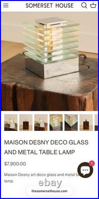 Rare Desny French Art Deco Lamp Demeter Modernist Chrome & Glass Table Light
