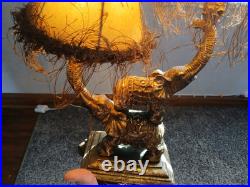 Rare Elephant Lamp Stunning Unique Vintage Gold Tone Works Great