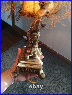 Rare Elephant Lamp Stunning Unique Vintage Gold Tone Works Great