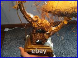 Rare Elephant Lamp Stunning Unique Vintage Gold Tone Works Great