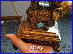 Rare Elephant Lamp Stunning Unique Vintage Gold Tone Works Great