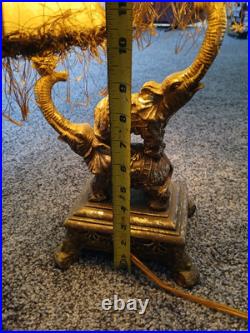 Rare Elephant Lamp Stunning Unique Vintage Gold Tone Works Great