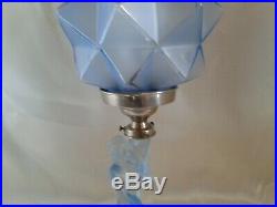 Rare Exquisite Art Deco Walther Sohne Blue Satin Glass Rotterdam Lamp Rewired