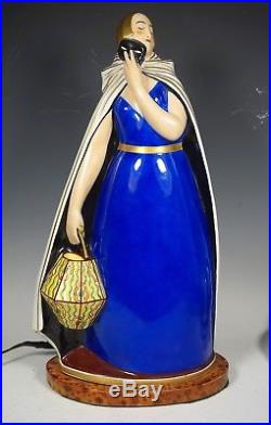 Rare & Extraordinary French Art Deco Lady Argilor Perfume Lamp 14.5 Tall Robj