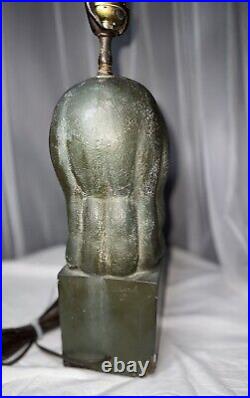 Rare Heavy Art Deco Sculpture Woman Head Figure Lamp Signed Harwil Tested