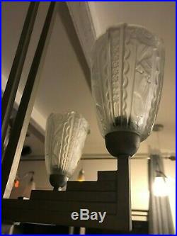 Rare Lustre Art Deco Donna Paris Lampe French Applique Degue Muller Daum