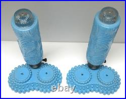 Rare Pair Vtg. Art Deco Skyscraper/Torpedo Table Lamps Glass-Parts or Repair