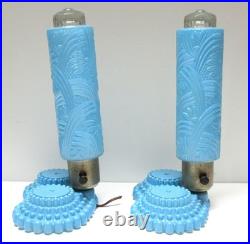 Rare Pair Vtg. Art Deco Skyscraper/Torpedo Table Lamps Glass-Parts or Repair