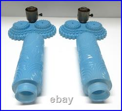 Rare Pair Vtg. Art Deco Skyscraper/Torpedo Table Lamps Glass-Parts or Repair
