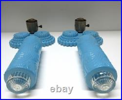 Rare Pair Vtg. Art Deco Skyscraper/Torpedo Table Lamps Glass-Parts or Repair