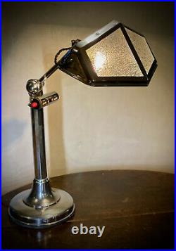 Rare Pirouette Art Deco Industrial Desk Lamp with Calendar, 1920-30s GIFT READY