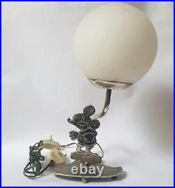 Rare Vintage 1930's Early Bronze Mickey Mouse Art-Deco Figural Night Table Lamp