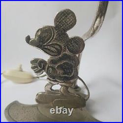 Rare Vintage 1930's Early Bronze Mickey Mouse Art-Deco Figural Night Table Lamp