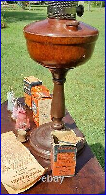 Rare Vintage Aladdin Bakelite Oil Lamp & Parts Light Brown
