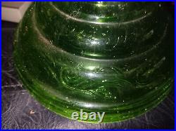 Rare Vintage Antique Uranium Vaseline Glass Oil Lamp Base Green Art Deco