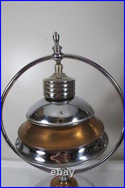 Rare Vintage Art Deco Steamline Machine Age Chrome Copper Table Desk Lamp