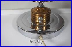 Rare Vintage Art Deco Steamline Machine Age Chrome Copper Table Desk Lamp