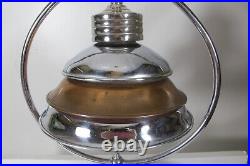 Rare Vintage Art Deco Steamline Machine Age Chrome Copper Table Desk Lamp