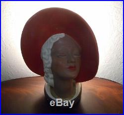 Rare Vintage Art Deco Style Chalk Ware/ceramic Ladies Head, Tv Lamp