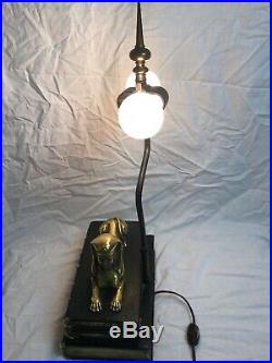 Rare Vintage Chapman Brass Egyptian Sphinx Light Lamp Desk Books Art Deco