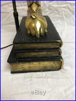 Rare Vintage Chapman Brass Egyptian Sphinx Light Lamp Desk Books Art Deco