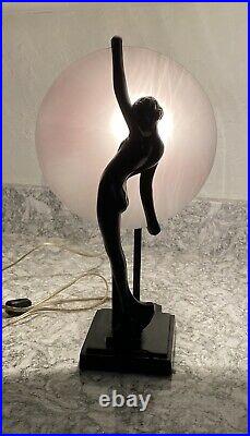Rare Vintage Frankart Silhouette Art Deco Sarsaparilla Nude Woman Disc Lamp