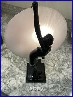 Rare Vintage Frankart Silhouette Art Deco Sarsaparilla Nude Woman Disc Lamp