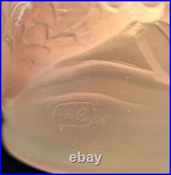 Rare Vintage French Art Deco Flying Bird Pink Frosted Glass Shade by Verlys #2