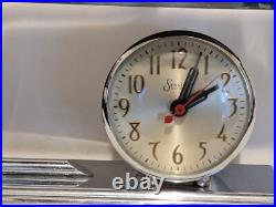Rare! Vintage Moderne Art Deco Chrome Table Desk Lamp withSessions Clock Works