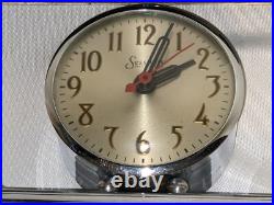 Rare! Vintage Moderne Art Deco Chrome Table Desk Lamp withSessions Clock Works