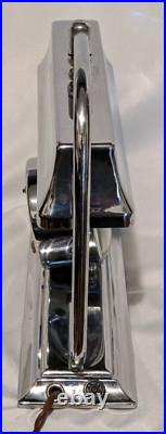 Rare! Vintage Moderne Art Deco Chrome Table Desk Lamp withSessions Clock Works