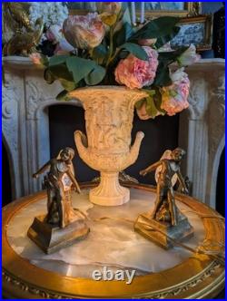 Rare, Vintage, Set of 2, Art Deco Child Figural Accent/Table Lamps Gold Spelter