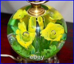 Rare Vintage St Clair Floral Art Glass Paperweight Lamp Deco Hand Blown 24 tall