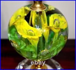 Rare Vintage St Clair Floral Art Glass Paperweight Lamp Deco Hand Blown 24 tall