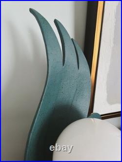 Rare Vintage Teal Art Deco Style Flame Lamp With Globe