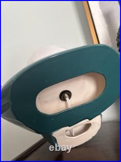 Rare Vintage Teal Art Deco Style Flame Lamp With Globe