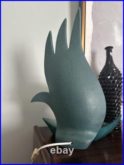 Rare Vintage Teal Art Deco Style Flame Lamp With Globe