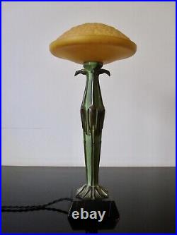 Rare ancienne Lampe Max Le Verrier FLAMANTS. Sculpture Art Déco