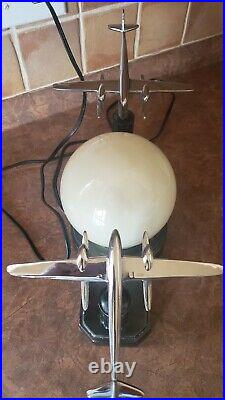 Rare plane airplane table lamp art deco desk lamp chrome