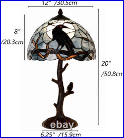 Raven Moonlight Tiffany Style Stained Glass Table Lamp for Home Decor