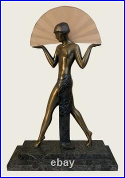 Raymonde Guerbe For Max Le Verrier Style Art Deco Egyptian Lamp by Sarsaparilla