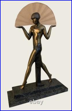 Raymonde Guerbe For Max Le Verrier Style Art Deco Egyptian Lamp by Sarsaparilla