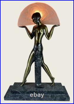 Raymonde Guerbe For Max Le Verrier Style Art Deco Egyptian Lamp by Sarsaparilla