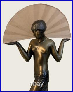 Raymonde Guerbe For Max Le Verrier Style Art Deco Egyptian Lamp by Sarsaparilla